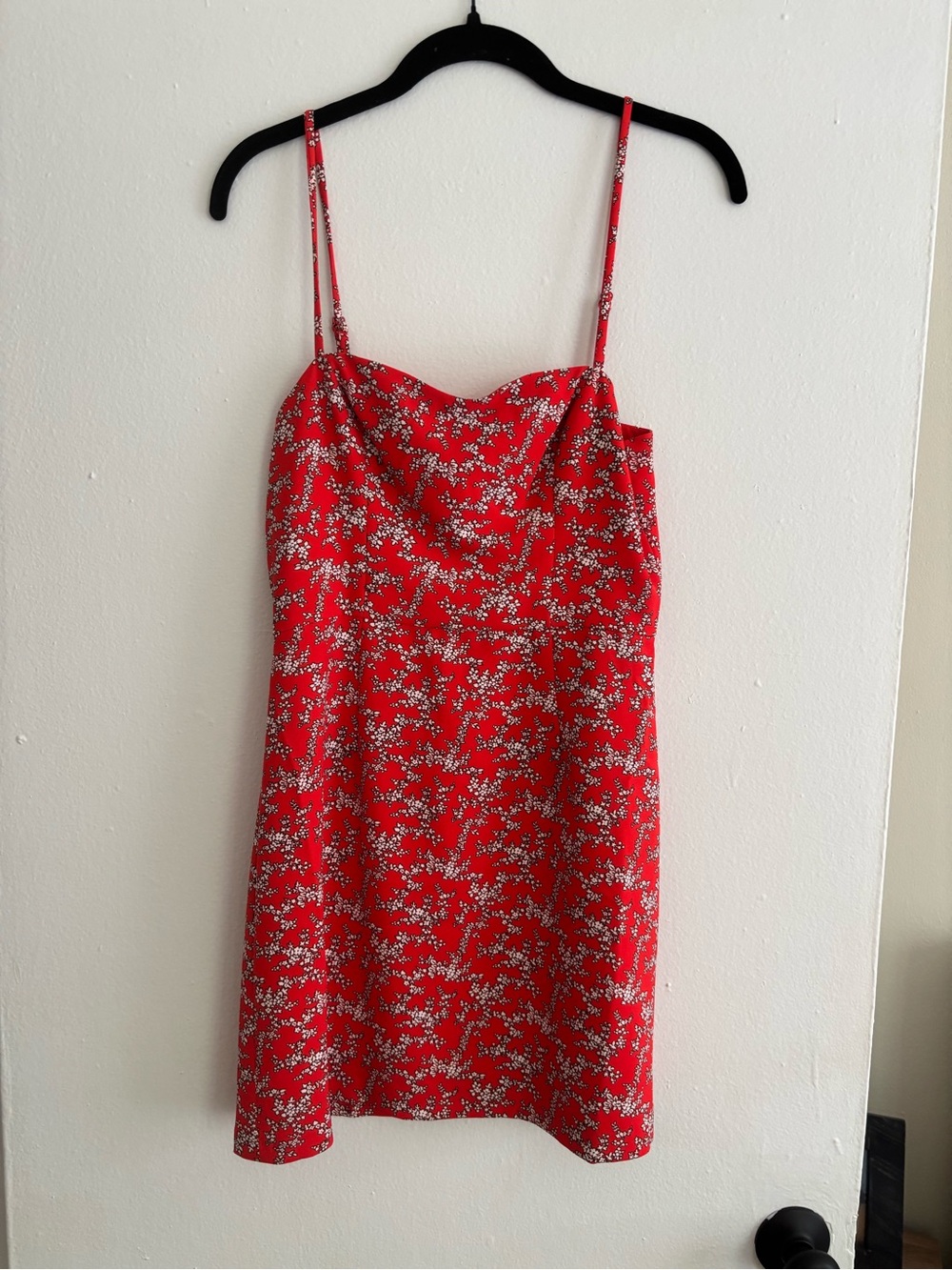 French Connection Red Floral Slip Dress with Thin Straps